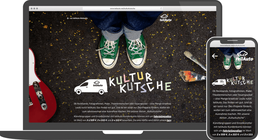 Referenz Webdesign Website teilAuto Kulturkutsche
