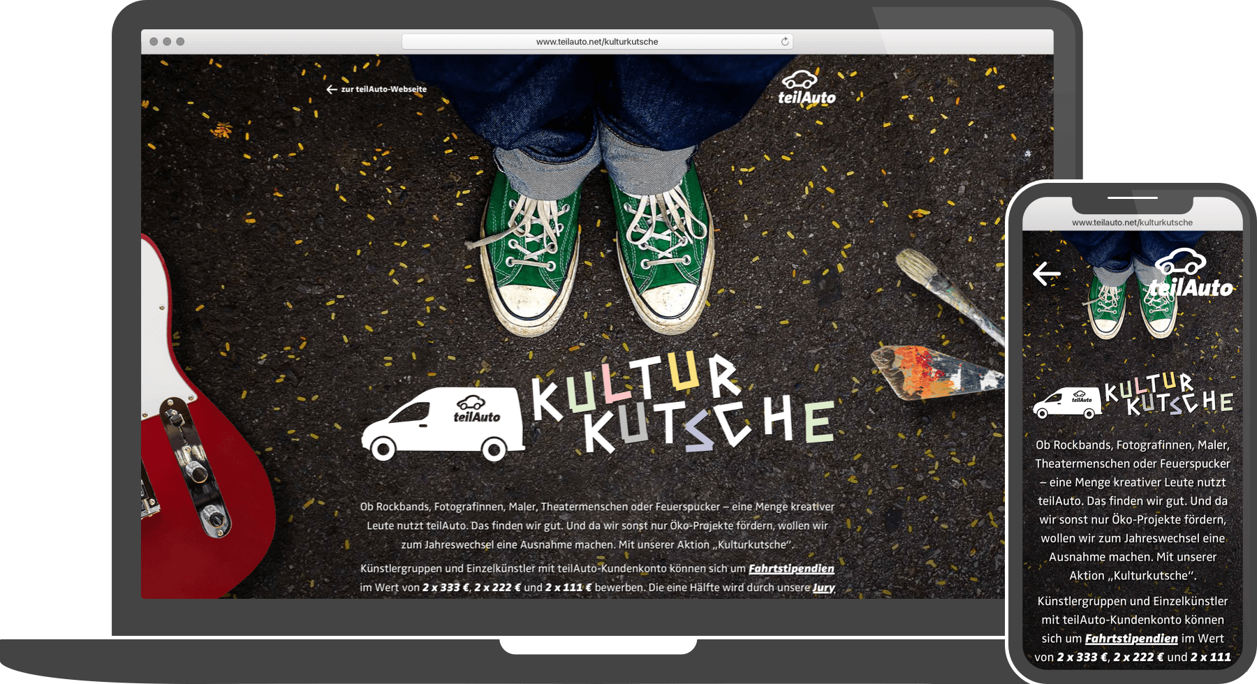 teilAuto Kulturkutsche Website im responsive Webdesign